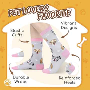 Zmart Funny Dog Gifts for Women - Gifts for Dog Lovers, Novelty Dog Socks Silly Fun Gifts for Mom He...