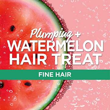 Garnier Fructis Plumping Shampoo and Conditioner Set for Volumizing and Moisturizing Fine Hair, Watermelon Extract, 11.8 oz each,Micellar Water Sample included