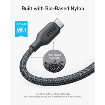 Anker USB C Cable, 240W Bio-Braided Type C Fast Charge Cord for iPhone 16/16 Pro, MacBook Pro 2020, ...