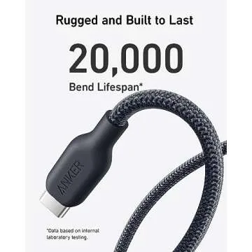 Anker USB C Cable, 240W Bio-Braided Type C Fast Charge Cord for iPhone 16/16 Pro, MacBook Pro 2020, iPad Pro,and More(USB 2.0, 3FT, Phantom Black)