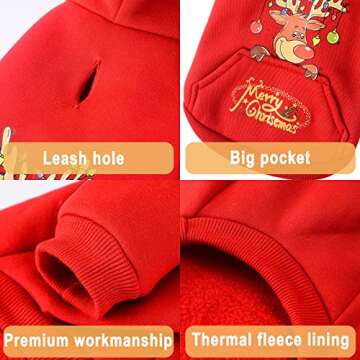 Firpus Winter Dog Hoodie Sweatshirts with Pockets Warm Dog Clothes for Small Dogs Girl Boy Chihuahua Coat Clothing Puppy Cat Jacket, Elk Custume Dog Christmas Outfit (X-Small)