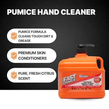 Fast Orange Permatex 25217 Pumice Lotion, Heavy Duty Hand Cleaner, Natural Citrus Scent, Waterless Cleaner For Mechanics, Strong Grease Fighter, 1/2 Gallon, Orange, 64 Fl Oz (Pack of 1)