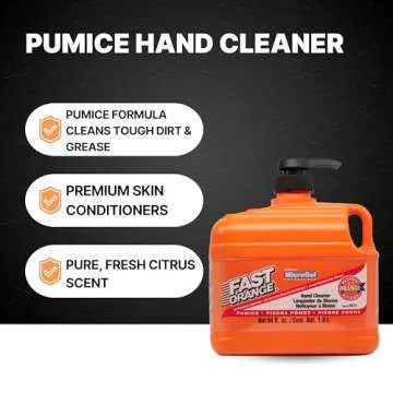 Fast Orange Permatex 25217 Pumice Lotion, Heavy Duty Hand Cleaner, Natural Citrus Scent, Waterless Cleaner For Mechanics, Strong Grease Fighter, 1/2 Gallon, Orange, 64 Fl Oz (Pack of 1)