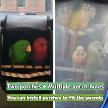 Birds Day Bird Carrier Backpack-Parrot Travel Cage with 2PCS Perch and Food Bowl, Stainless Steel Tr...