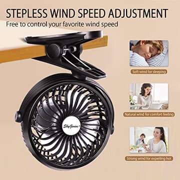 BRIGENIUS Battery Operated Stroller Fan, Portable Clip on Mini Desk Fan with 2600mAh Rechargeable Ba...