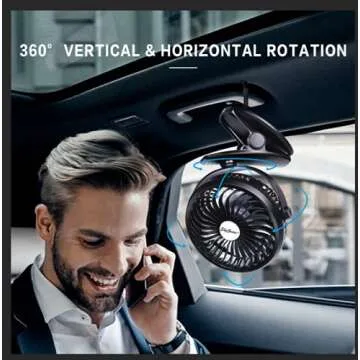 BRIGENIUS Portable Clip-On Fan with 2600mAh Battery