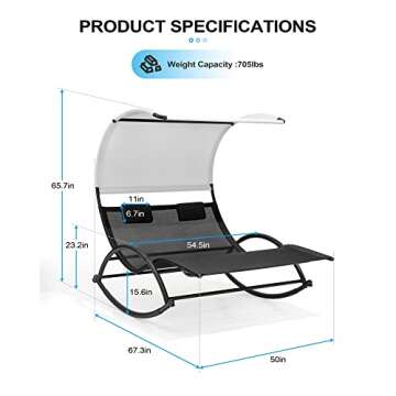Crestlive Outdoor Double Chaise Lounge: Stylish Patio Swing With Comfort