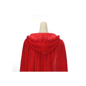 Regenboog Little Red Riding Hood Costume Cape Girls Women,Red Velvet Cape for Girls,Halloween Christmas Costume,World Book Day,Fairy Tale,Dress up,21.5inch/55cm