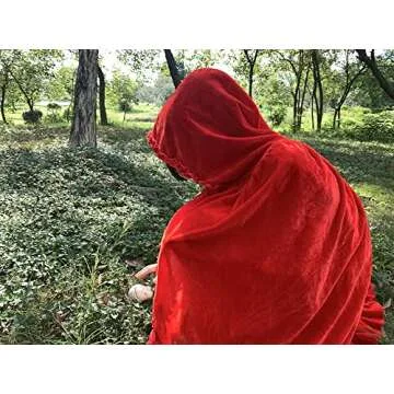 Regenboog Little Red Riding Hood Costume Cape Girls Women,Red Velvet Cape for Girls,Halloween Christmas Costume,World Book Day,Fairy Tale,Dress up,21.5inch/55cm