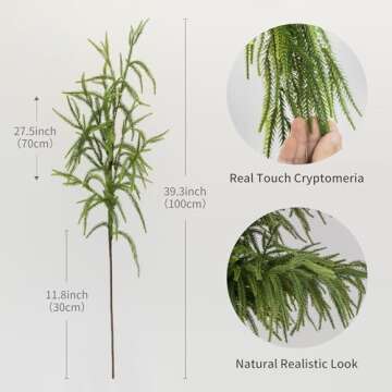 MISSPIN 8 Pcs 39 Inches Christmas Norfolk Pine Branches, Norfolk Pine Artificial Christmas Branches ...