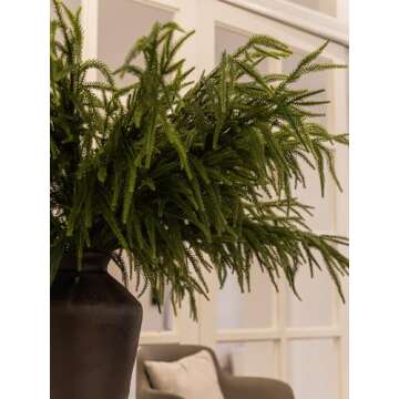 MISSPIN 8 Pcs 39 Inches Christmas Norfolk Pine Branches, Norfolk Pine Artificial Christmas Branches DIY Crafts Faux Christmas Norfolk Pine Branches for Xmas Indoor Outdoor Home Decora