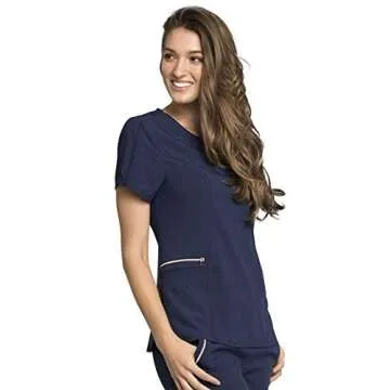 Cherokee Women Scrubs Top V-Neck Stylish Navy XXS