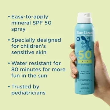 Blue Lizard Kids Mineral Sunscreen Spray SPF 50+ with Zinc Oxide