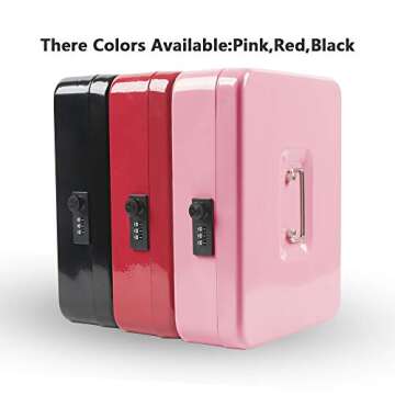 KYODOLED Combination Lock Safe Box with Cash Tray, Money Saving Organizer, Pink XL Large