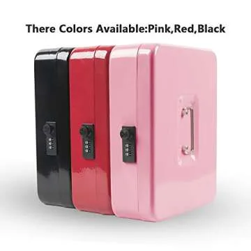 KYODOLED Combination Lock Safe Box with Cash Tray, Money Saving Organizer, Pink XL Large