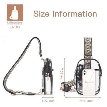 Telena Clear Bag for Stadium Events, Clear Purses for Women Stadium Crossbody Bag Transparent Fanny Pack for Concerts Black