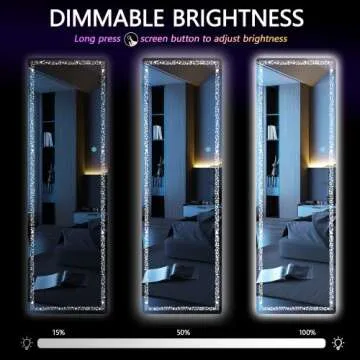 Hasipu 56" x 16" LED Full Length Mirror with Triangle Pattern, Full Body Mirror with Stand, Wall Mounted and Floor Standing Mirror Dimming & 3 Color Modes (White)