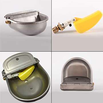 FILFEEL Automatic Fountain - 4L, Big Water Drinking Cube Bowl Stainless Steel Design for Pet Dog Cat Horses Goats Sheep Cattle Always Keep Water Fresher, Avoid Wasting & Wetting