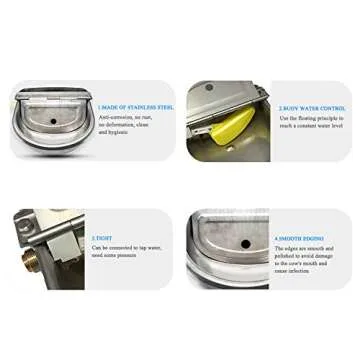 FILFEEL Automatic Fountain - 4L, Big Water Drinking Cube Bowl Stainless Steel Design for Pet Dog Cat Horses Goats Sheep Cattle Always Keep Water Fresher, Avoid Wasting & Wetting