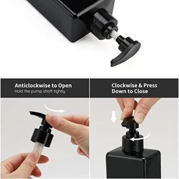 Segbeauty Shower Refillable Dispenser, 3pcs 16.9oz 500ml Pump Press Bottles with Labels, Empty Reusable Plastic Soap Dispenser Bathroom Shower Containers for Body Wash Shampoo Conditioner Lotion Black