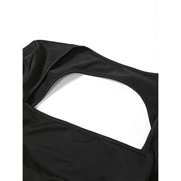 AnotherChill Women's Cut-Out Dress Bodycon Backless Long Sleeve Cocktail Sexy Maxi Dresses for Women Summer Club Party Dress (Long Black, Large)