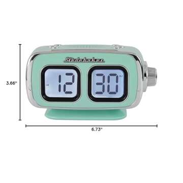 Studebaker Large Display LCD AM/FM Retro Clock Radio USB Bluetooth Aux-in Bedroom Kitchen Counter Small Footprint (Teal)