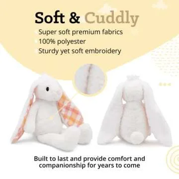 Plushible Easter Bunny Stuffed Animal, 18" (Snow White) - Plush, Soft Embroidered Stuffed Bunny Toy for Kids, Newborns, Boys & Girls, Cuddly and Adorable Plush Toys