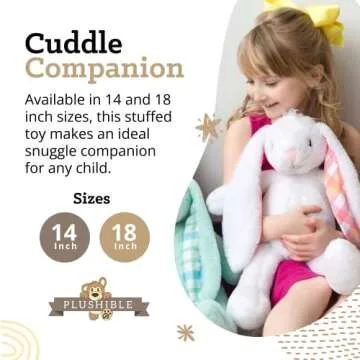 Plushible Easter Bunny Stuffed Animal, 18" (Snow White) - Plush, Soft Embroidered Stuffed Bunny Toy for Kids, Newborns, Boys & Girls, Cuddly and Adorable Plush Toys