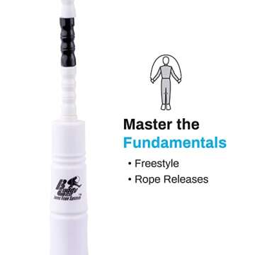 Buddy Lee Beaded Speed Jump Rope – Black/White, Bamboo Shaped Handles | Soft TPU Beads, High Density Nylon Rope | Perfect For Schools, Gym & Outdoor Jumping | Great for Rope Releases | Kids & Adults