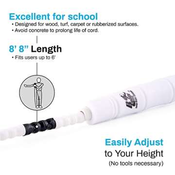 Buddy Lee Beaded Speed Jump Rope – Black/White, Bamboo Shaped Handles | Soft TPU Beads, High Density Nylon Rope | Perfect For Schools, Gym & Outdoor Jumping | Great for Rope Releases | Kids & Adults