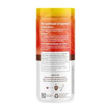 OM Mushroom Superfood Morning Energy Blend Mushroom Powder Drink, 8.47 Ounce Canister, Coffee Free Energy Drink with Cordyceps, Vitamin D2, Agaricus Bisporus, Lion's Mane, Rhodiola, and Turkey Tail
