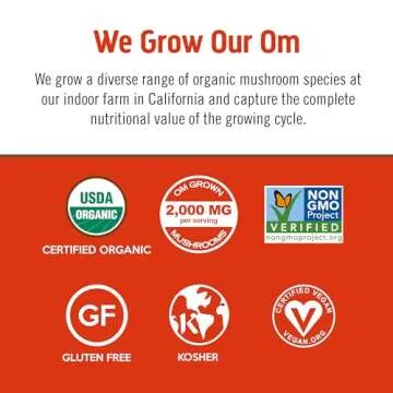 OM Mushroom Superfood Morning Energy Blend Mushroom Powder Drink, 8.47 Ounce Canister, Coffee Free Energy Drink with Cordyceps, Vitamin D2, Agaricus Bisporus, Lion's Mane, Rhodiola, and Turkey Tail