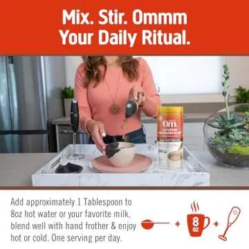 OM Mushroom Superfood Morning Energy Blend Mushroom Powder Drink, 8.47 Ounce Canister, Coffee Free Energy Drink with Cordyceps, Vitamin D2, Agaricus Bisporus, Lion's Mane, Rhodiola, and Turkey Tail