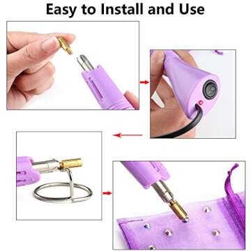 FAINAT Hotfix Rhinestone Applicator, 7 in 1 Professional Iron-on DIY Hot Fix Tool Rhinestone Setter Applicator Wand Tool Kit Set with 7 Different Sizes Tips (Purple)