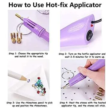 FAINAT Hotfix Rhinestone Applicator, 7 in 1 Professional Iron-on DIY Hot Fix Tool Rhinestone Setter Applicator Wand Tool Kit Set with 7 Different Sizes Tips (Purple)