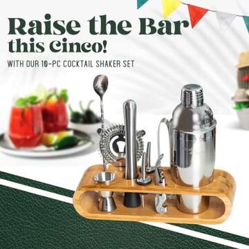 Mixology Bartender Kit: 10-Piece Bar Tool Set with Bamboo Stand