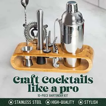 Mixology Bartender Kit: 10-Piece Bar Tool Set with Bamboo Stand