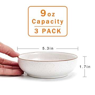 Ceramic Cat Bowls, Howise Pet Bowl Cat Dishes for Food and Water, 5.3 In Cat Food Dish 3 Pack Cat Food Bowls Set Small Dog Dish, Matte White Finish