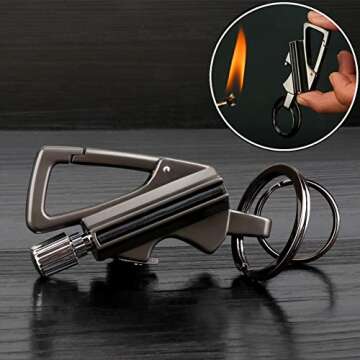 XIFEI Keychain Bottle Opener and Matchstick Fire Starte Great Keychain Kerosene Lighter