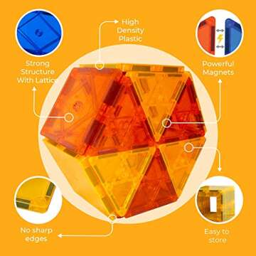 Tytan TILES 100-Piece Magnetic Tiles Building Set, 1000s of Creations, Race Cars, 3D Structures, Erg...