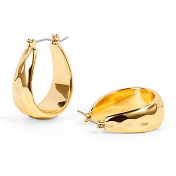 LILIE&WHITE Hammered Gold Chunky Hoop Earrings for Women - Teardrop Shape, Thick, Cute Design