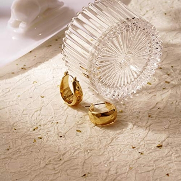 Stylish LILIE&WHITE Hammered Gold Chunky Hoop Earrings