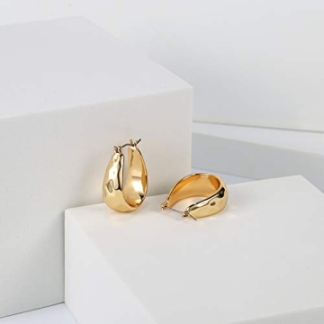 Stylish LILIE&WHITE Hammered Gold Chunky Hoop Earrings