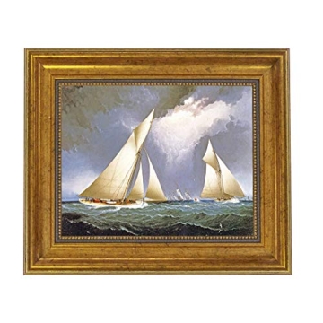 Schooner Bay Co. - James E. Buttersworth Yacht Mayflower 8 x 10” Canvas Print - Gold Frame Home Wa...