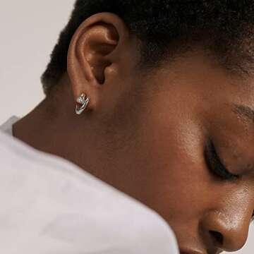 Stylish Me&Hz Silver Huggie Earrings for Women