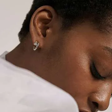 Stylish Me&Hz Silver Huggie Earrings for Women