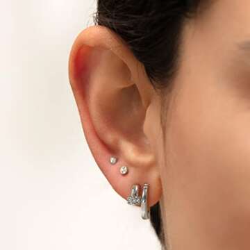 Stylish Me&Hz Silver Huggie Earrings for Women