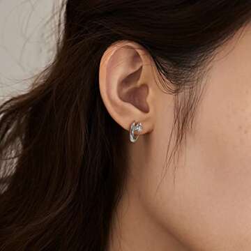 Stylish Me&Hz Silver Huggie Earrings for Women