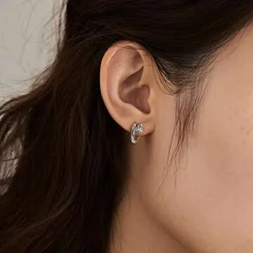 Stylish Me&Hz Silver Huggie Earrings for Women
