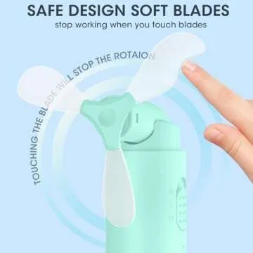 Andwing Handheld Fan Rechargeable, Mini Portable Fan Small Hand Fan, 3000mAh Battery Operated 22Hrs+ Makeup Eyelash Fan Personal Fan Gifts for Women Girls Men Travel Indoor Outdoor (Green)